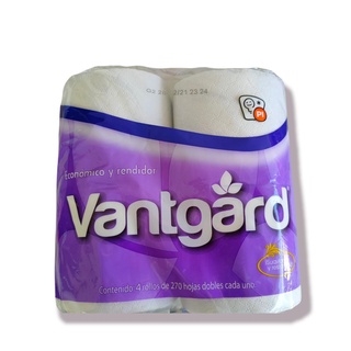 papel higienico Vantgard con 4 rollos de 270 hojas dobles cada uno