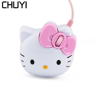 Lindo Mini Hello Kitty USB alámbrico ratón niña gato diseño de dibujos animados ordenador óptico juegos ratones para PC portátil niños regalo