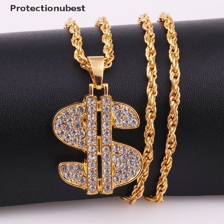 protectionubest - collar con forma de signo de cristal, diseño de hip hop, cadena para hombre, joyería npq