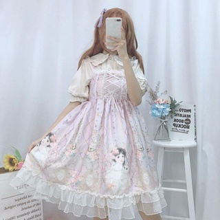 Vestido de Lolita japonés JSK Kawaii, vestido de hadas con tirantes para mujer, vestido de verano para chica suave y dulce, vestido Lolita con rosas
