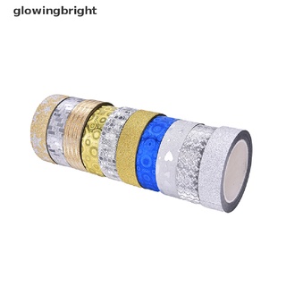 [glowingbright] Cinta adhesiva de papel Washi con purpurina en manualidades adhesivas decorativas DIY, (8)