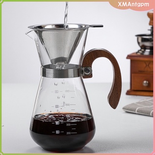 [xmantgpm] 1pc Heat Resistant 600ml Pour Over Coffee Maker with Filter Funnel Manual Coffee Brewer Anti-Scald Hand Brewing Coffee