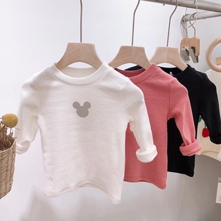 boys and girls pure cotton autumn clothes children's white pullover long sleeve t-shirt hanbanyang bottoming shirt