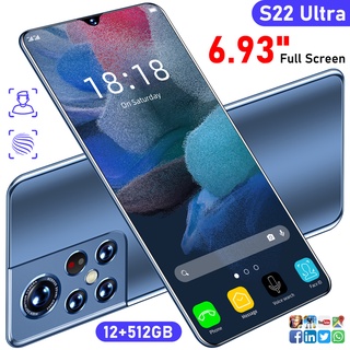 Teléfono Celular 6.93 Pulgadas S22 Ultra 4G 5G Smartphone 12GB RAM 512GB ROM 6800mAH Batería Grande Android