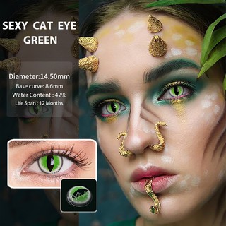 uyaai 1 par de lentes de contacto cosplay para ojos de halloween gato ojo contactos anime accesorios lentes azules ojos marrón lente sexy ojo de gato verde