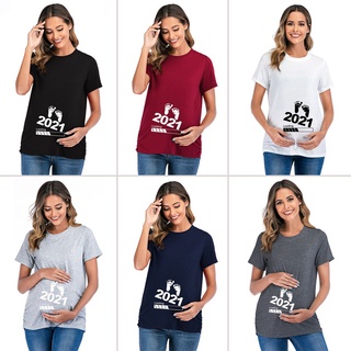 Pregnant Woman Comfortable T-shirt Short Sleeve T-shirt With Number Design Loose maternity clothes