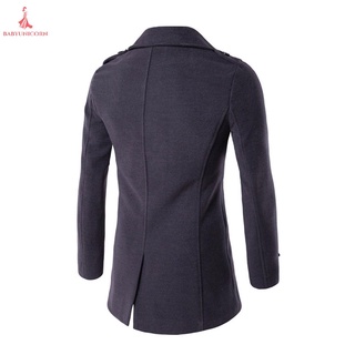 Zacard hombres doble botonadura Outwear abrigo de tela de lana cálido cortavientos (4)