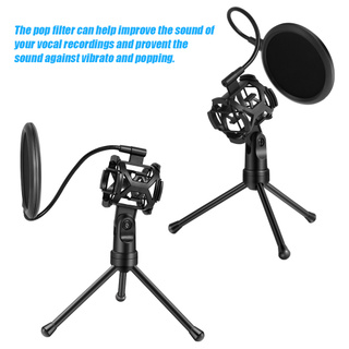 Detr Yanmai - soporte para trípode de micrófono de escritorio desmontable con soporte para micrófono y pantalla P-op de doble capa para Podcast/Broadcast/Chatting/reunión/conferencias/conferencias y más (3)