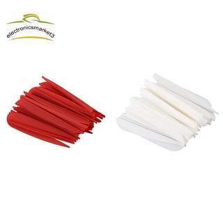 100 paletas de flechas de 4 pulgadas de plástico fletching para bricolaje flechas de tiro con arco, 50 piezas blanco y 50 piezas rojo