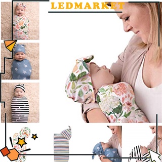 ledmarket 2 unids/Set bebé pañales manta rayas patrón fotografía Prop elástico recién nacido recepción manta con sombrero para accesorios de bebé