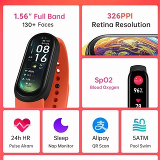 [listo stock] M6 pulsera inteligente 5 color amoled pantalla m6 sangre oxígeno fitness traker bluetooth impermeable smartwatch. (6)