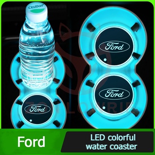 1pcs Luminoso USB Almohadilla Coche Antideslizante Posavasos De Agua LED Mat Para Ford Mondeo Express Explorer Wing Bo Accesorios De (1)