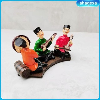 (Ahagexa) Figuras De Música/Escultura en Miniatura Para decoración De canciones/tres personas/Instrumentos Para jugar