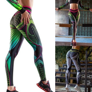 S-XL Leggings Mujeres Cintura Alta Impresión Yoga Gimnasio Finura Entrenamiento Casual Pantalones