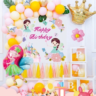 Decoración Kit Completo Feliz Cumpleaños Happy Birthday de Hada Corona Princesa