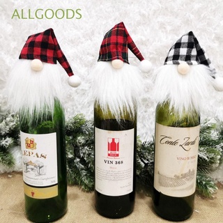 Allgoods hecho a mano botella de vino Topper Mini decoraciones de navidad botella de vino cubierta lindo Faceless muñeca Santa ropa Gnome decoración de vacaciones navidad Santa sombrero