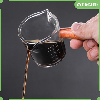 vidrio borosilicato transparente de doble caño taza de medición 51-100ml espresso shot vidrio para salsa barista barra de vino cocina