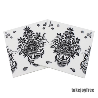 [takejoyfree 0517] 20pcs printed damask flower paper napkin vintage event & party tissue napkins decoration