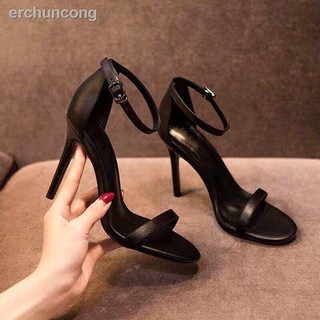 ✤SWEETC sandalias de tacón alto de las mujeres Stiletto dedo del pie abierto negro tacones altos
