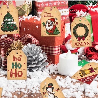 24 Tags Etiquetas de navidad para regalos con cordón diseños navideños surtidas