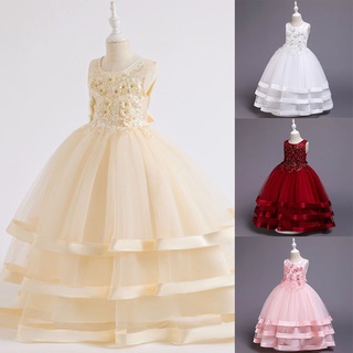 [tiempo limitado]vestido de princesa para niñas con cuentas multicapa de satén/vestido transpirable fashional para fiesta de cumpleaños czvf
