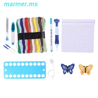 mar1 kit de agujas de punzón con bordado multicolor hilo hilo tijera conjunto para manualidades de costura diy