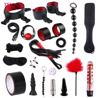 YSL Erotic Bondage Set Vibrator Anal Plug Handcuffs Blindfold Whip Flirt Bdsm SM Toy