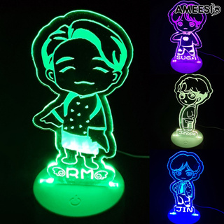 Ame♥ BTS Figure Shape Acrylic Stand Flashing 3D Seven-color Night Light Glow Stick