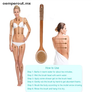 out cepillo de baño de cerdas naturales exfoliante de madera masaje corporal ducha spa cuidado de la piel. (2)