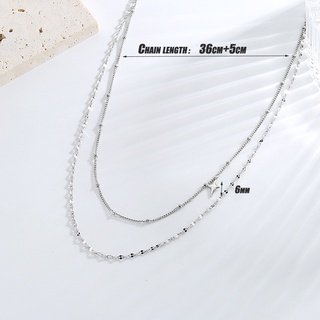 coreano ins moda mujer plata doble capa cruz estrella brillante elegante encanto calvicle colgante collar/moda simple mujeres cadena de cobre (9)