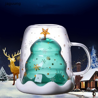 jaguung 300ml árbol de navidad doble vidrio taza de agua taza de leche taza de café taza de regalo de navidad mx