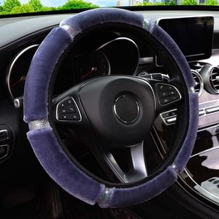 Universal 37-38 cm de diámetro suave felpa diamantes de imitación cubierta del volante del coche No hay anillo Interior cubierta del volante del coche accesorios interiores (8)