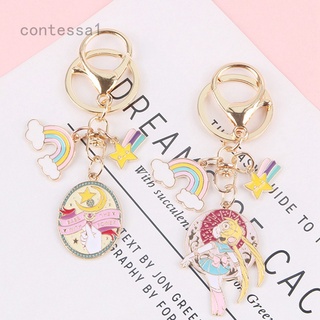 Glendon Cartoon Luna Sailor Moon Keychain Key ring Lovely Cute Girls Car Accessories Backpack Decoration Car Key Holder