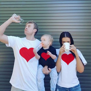 Ropa de la familia día del corazón familia lindo amor camisas de la familia