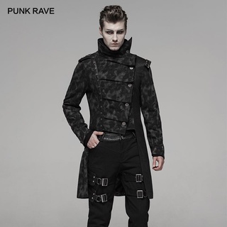 Uniforme PUNK RAVE para hombre, abrigo largo de moda con estampado Retro Irregular, cazadora con personalidad, para Otoño e Invierno (1)