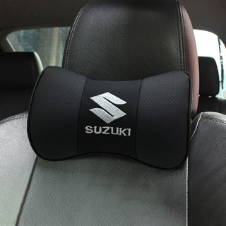 2pcs emblema de coche insignia de cuero reposacabezas para Suzuki SX4 Alto Alivio Jimny Auto asiento cuello almohada Interior Protector de cuello decoración (6)
