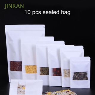 jinran 10 bolsas de almacenamiento bolsas de almacenamiento esmeriladas con cremallera bolsas de auto sellado de alimentos secos stand up frutas té embalaje bolsas de regalo papel kraft (1)