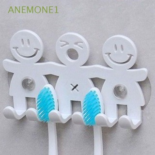 Anemone1 Smiling Face Kawaii ventosas juego De ventosas para baño cepillo De dientes 5 Ganchos sostenedor De cepillo De dientes/Multicolor (1)