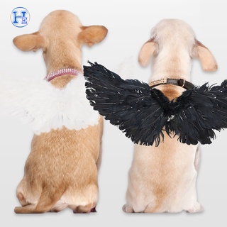 Mascota Halloween alas de plumas mascota disfraz de Halloween Cosplay ángel diablo negro ala blanca para perro gato conejo cerdito