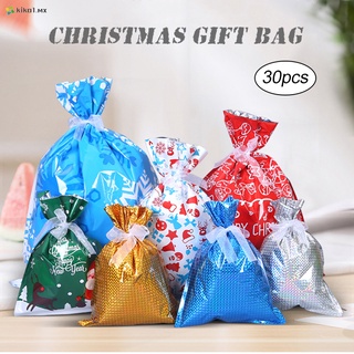 Christmas Gift Bags Xmas Gift Candy Wrapping Bags with Ribbon Ties and Christmas Themed Print Home Decoration