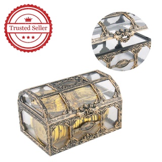 Caja Transparente de tesoro de Cristal caja de Plástico de decoración Pirata accesorios caja Transparente escena A2Z3