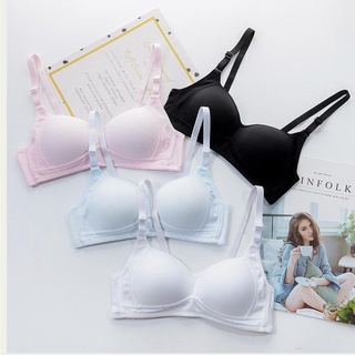 Summer Solid Color Underwear Development Period Cotton Bra Without Steel Ring, Comfortable And Breathable Thin Bra wishmore3.mx