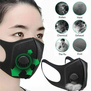Mask Black Foldable Washable Muffle Breather Valve Reusable Breathable (1)