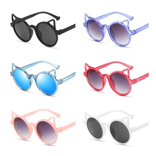 lu niños colores de dibujos animados gafas de sol orejas de gato gafas redondas unisex personalidad gafas de sol protección uv gafas de niños