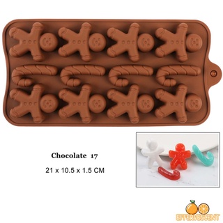 Silicone Chocolate Mold Christmas Crutch Gingerbread Man Bakeware for Chocolate Candy Fudge Ice Jelly Cake Decoration DIY @Effervescent