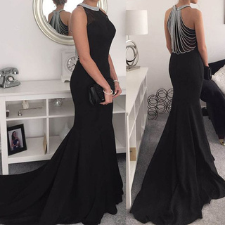 ♛fiona01♛ Fashion Women Evening Dress Bling Sleeveless O-Neck Long Dress Party Dress