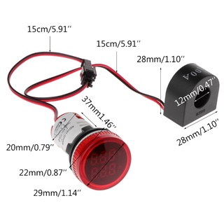 avacia voltímetro digital amperímetro 22 mm redondo ac 50-500v 0-100a voltaje voltio amp monitor (9)