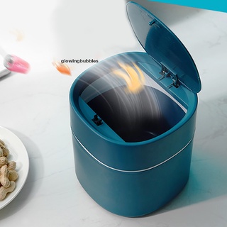 Glowingbubbles Mini Trash Can with Lid Plastic Countertop Garbage Bin Table Waste Bin GBS