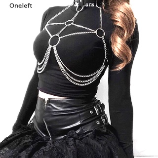 Oneleft mujeres sin copa sujetador superior de cuero arnés cinturón cuerpo Bondage pecho cadena correa Punk MY (1)
