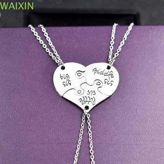 WAIXIN 3PCS/Set Nuevo Collar 3 en 1 Cadena Colgante En forma de corazon Pequeño medio grande Moda Hot Hermana de amistad